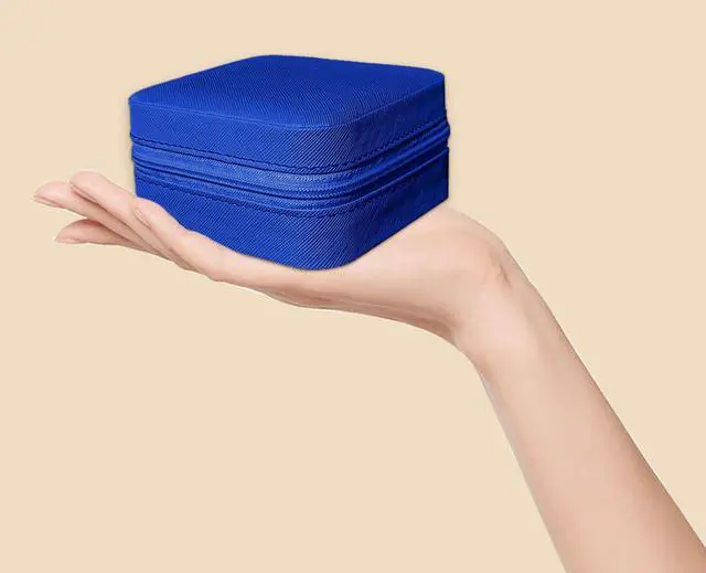 Alt view image 6 of 6 - Small Travel Jewelry Box, Portable Mini Jewelry Leather Box Jewelry Ring Organizer Case Storage Holder Gift Boxes for Girls Women, Navy blue