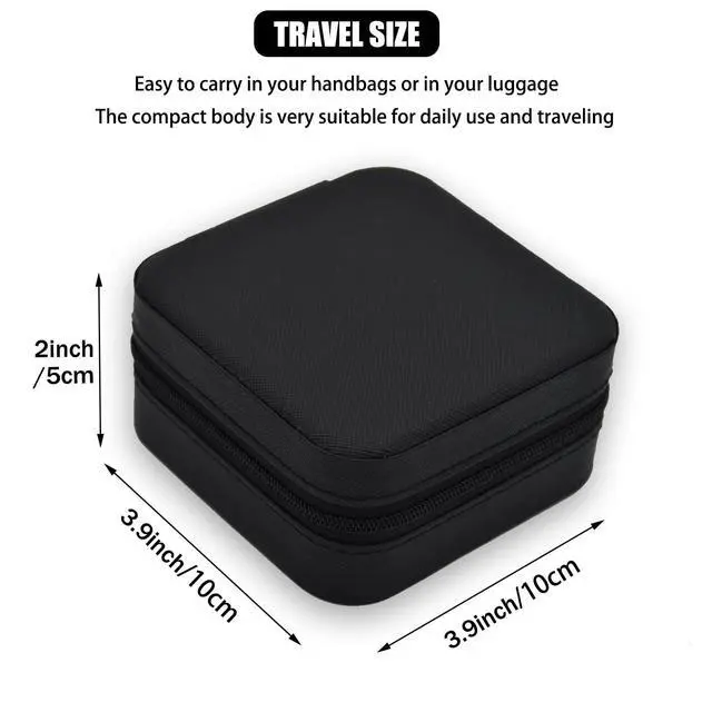 Alt view image 5 of 7 - Mini Jewelry Travel Case, PU Leather Travel Jewelry Organizer Box, Small Portable Portable Jewellery Storage Holder for Womens Rings Earrings Necklaces Bracelets (Black)