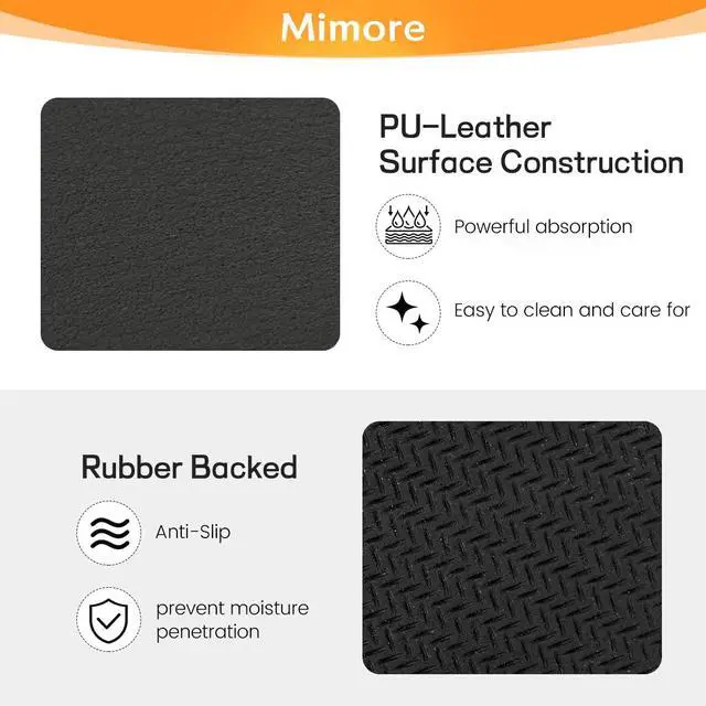 Alt view image 2 of 6 - Coffee Mat - 12x19 Inch Black Countertop Mat - Absorbent, Hides Stains, Rubber Backed - Dish Drying Mat Fits Under Coffee Maker or Espresso Machine