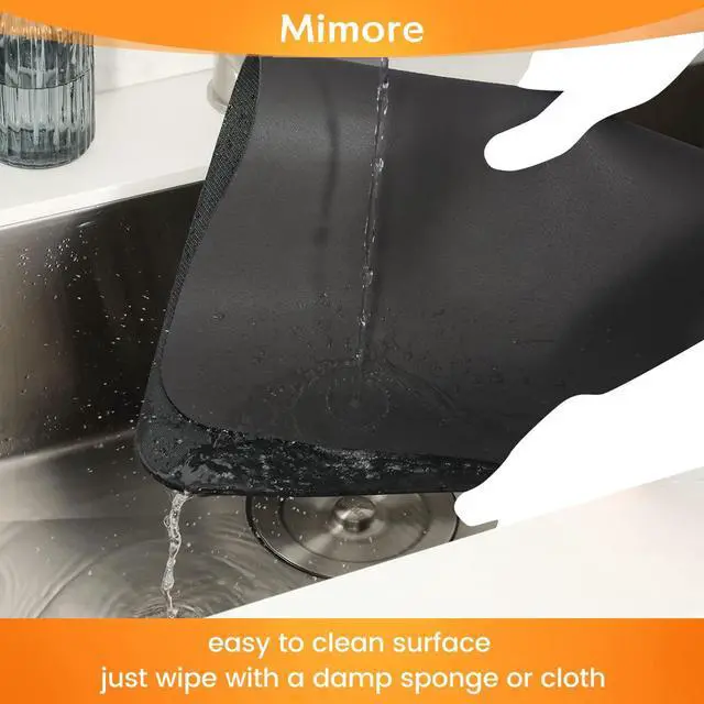 Alt view image 6 of 6 - Coffee Mat - 12x19 Inch Black Countertop Mat - Absorbent, Hides Stains, Rubber Backed - Dish Drying Mat Fits Under Coffee Maker or Espresso Machine