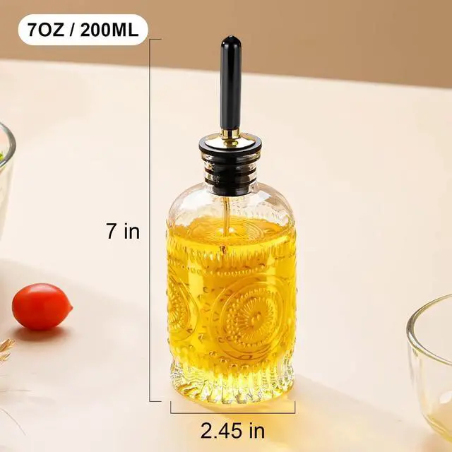 Alt view image 2 of 6 - Olive Oil Dispenser Bottle for Kitchen with Metal Spout, Glass Oil Bottles 7OZ, Elegant Glass Cooking Dispenser for Kitchen