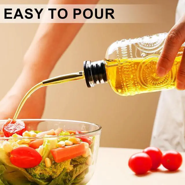 Alt view image 4 of 6 - Olive Oil Dispenser Bottle for Kitchen with Metal Spout, Glass Oil Bottles 7OZ, Elegant Glass Cooking Dispenser for Kitchen