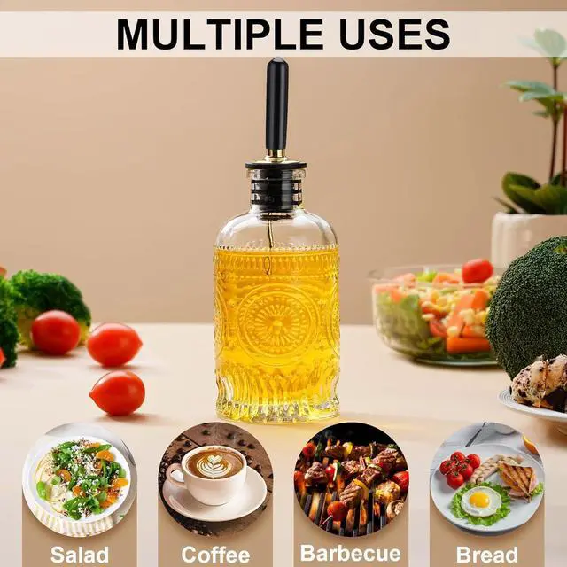 Alt view image 5 of 6 - Olive Oil Dispenser Bottle for Kitchen with Metal Spout, Glass Oil Bottles 7OZ, Elegant Glass Cooking Dispenser for Kitchen