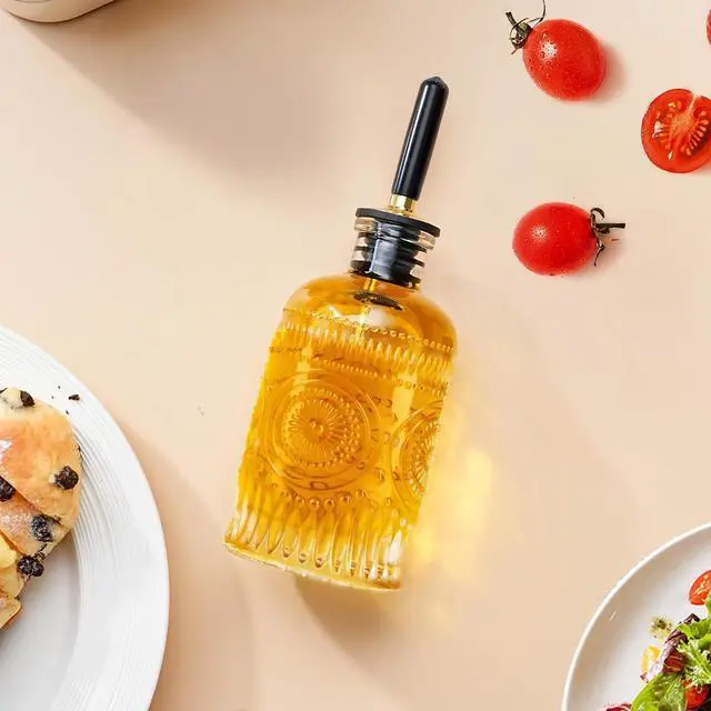 Alt view image 6 of 6 - Olive Oil Dispenser Bottle for Kitchen with Metal Spout, Glass Oil Bottles 7OZ, Elegant Glass Cooking Dispenser for Kitchen