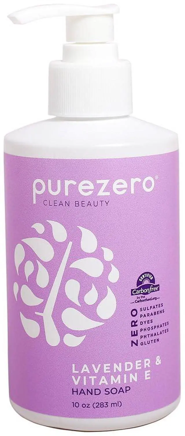 Main image of Lavender & Vitamin E Hand Soap Soothing & Hydrating, Paraben-Free & Vegan Liquid Hand Wash for Bathroom or Kitchen, USA-Made, Cruelty-Free, 10 ounces (1 Pack)
