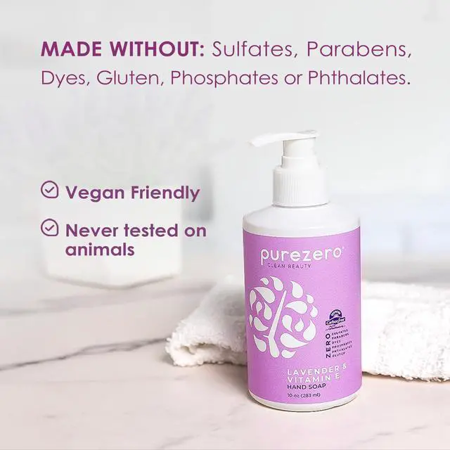 Alt view image 3 of 7 - Lavender & Vitamin E Hand Soap Soothing & Hydrating, Paraben-Free & Vegan Liquid Hand Wash for Bathroom or Kitchen, USA-Made, Cruelty-Free, 10 ounces (1 Pack)