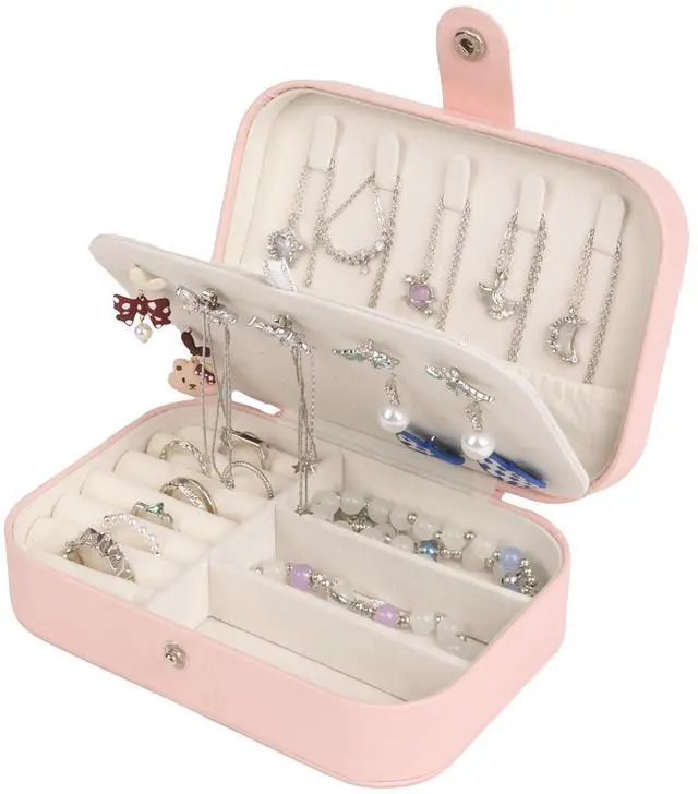 Main image of Travel Jewelry Case for Women Girls, Jewelry Box Organizer,6.3x4.3In,Pink