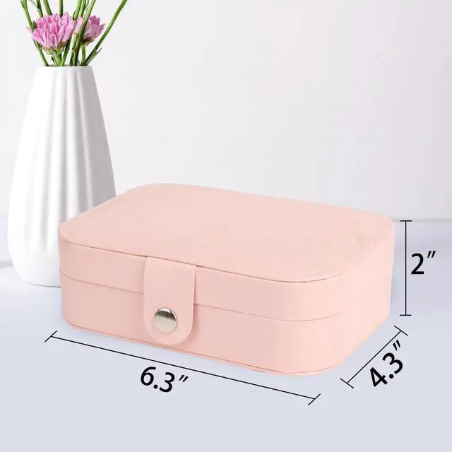 Alt view image 5 of 7 - Travel Jewelry Case for Women Girls, Jewelry Box Organizer,6.3x4.3In,Pink