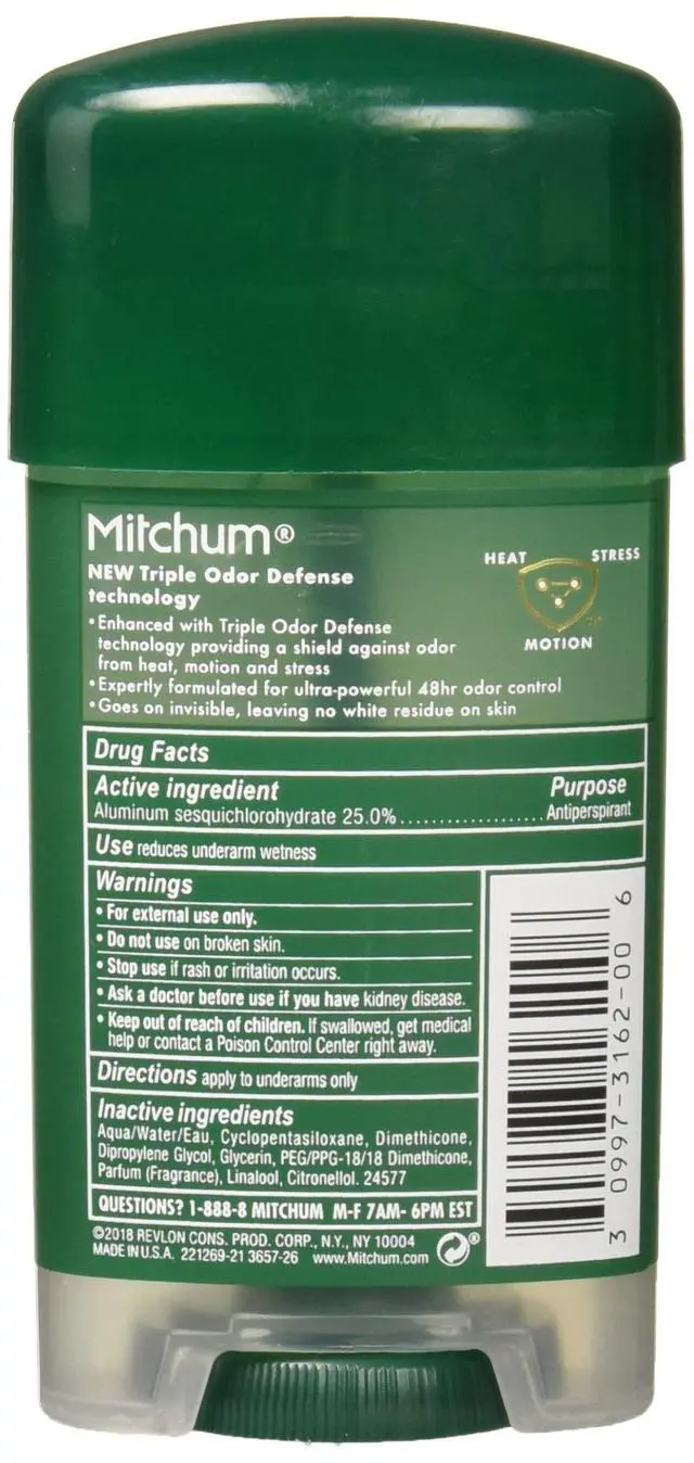 Alt view image 2 of 2 - Antiperspirant Deodorant Stick for Men, Triple Odor Defense Gel, 48 Hr Protection, Dermatologist Tested, Sport,green 2.25 oz (pack of 2)