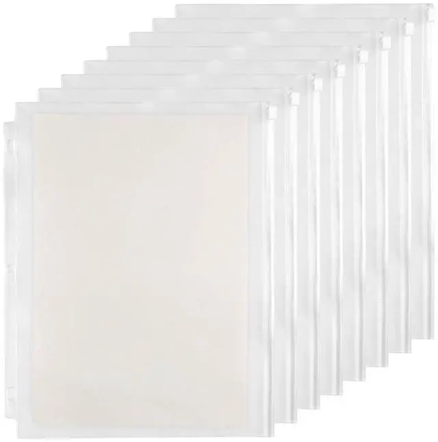 Main image of 3 Holes Clear PVC Zipper Binder Pocket Insert Pages Letter Size, 8 1/2" x 11 Loose Leaf Binder Filing Storage Bags 8 Packs