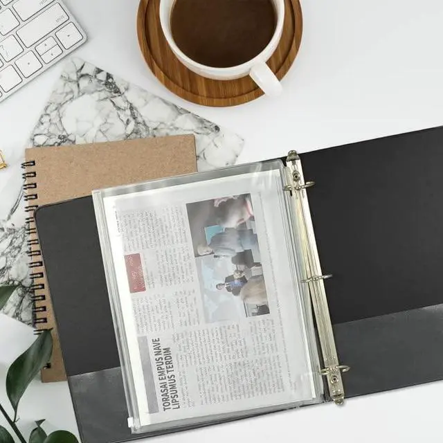 Alt view image 5 of 6 - 3 Holes Clear PVC Zipper Binder Pocket Insert Pages Letter Size, 8 1/2" x 11 Loose Leaf Binder Filing Storage Bags 8 Packs