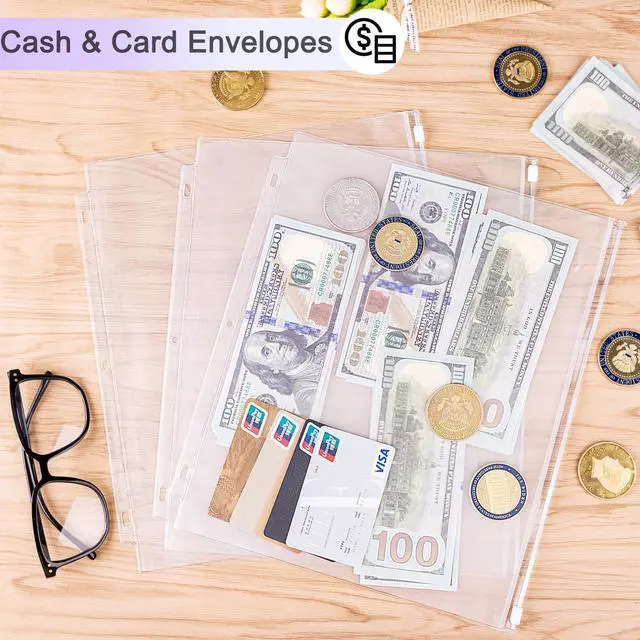 Alt view image 7 of 7 - 8 Pack Clear Letter Size Binder Pockets 3 Ring Binder Zipper Pouch Document Organizer, Waterproof PVC 3-Hole Loose Leaf File Bags Insert Sleeves Page Sheet Protectors Business Office Supplies