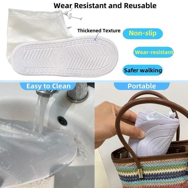 Alt view image 4 of 6 - Waterproof Shoe Covers 1 Pairs,Rain Shoe Covers Reusable PVC Non Slip Shoe Covers for Outdoor,Rain Shoe Covers for Women and Men (Clear Zipper, XXX-Large)