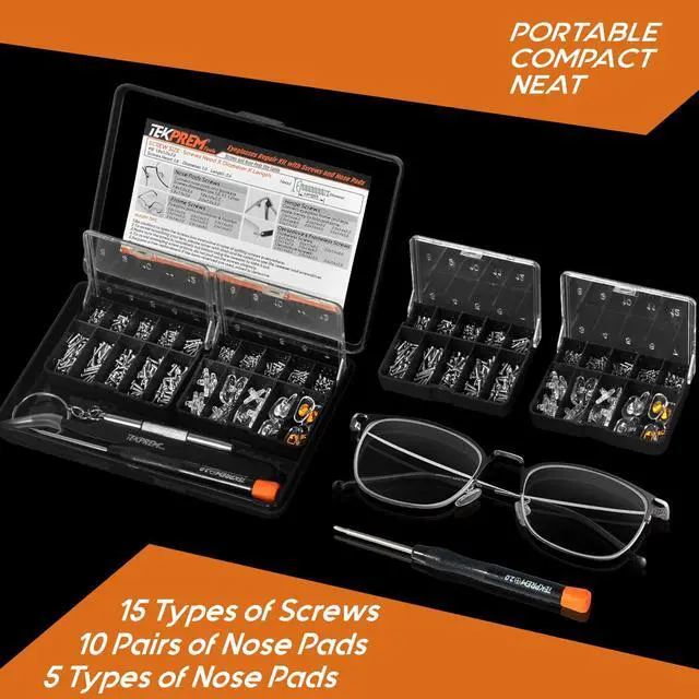 Alt view image 2 of 7 - Magnetic Eyeglass Repair Tool Kit, Eye Glasses Repairing Screwdriver Set with Compatible Eyeglass Screws,Silicone Nose Pads,Tweezer,Small Screwdriver for Eyeglasses,Sunglasses and Nose Pads