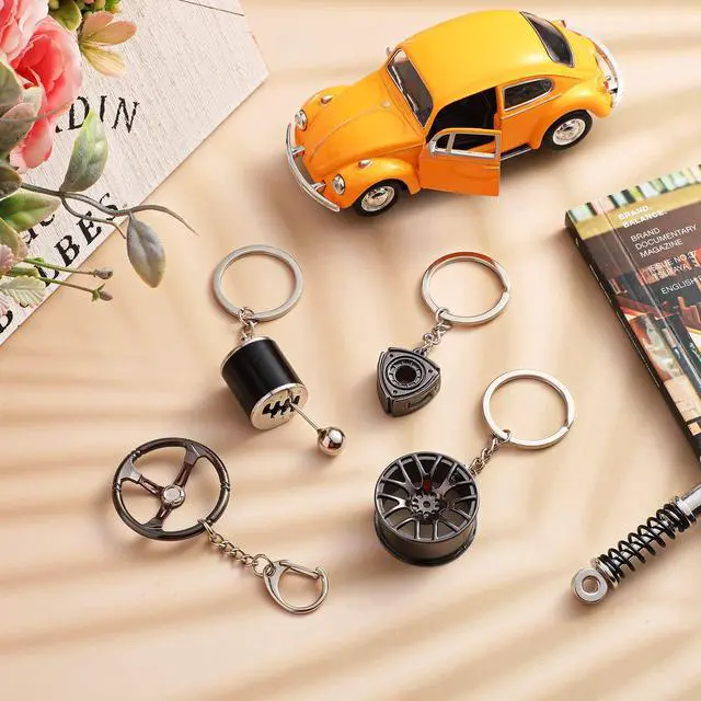 Alt view image 7 of 7 - 5 Pcs Car Keychains Set for Men Gear Shift, Suspension, Rotary Engine, Wheel, Steering Wheel Cool Metal Keychains for Car Enthusiast Gifts for Women Men Gift