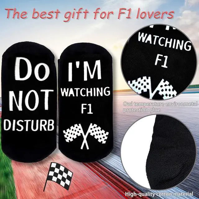 Alt view image 4 of 6 - Birthday Christmas Gifts for F1 Motorcycle Rooster LoversWith Do Not Disturb, I'm watching F1 socks