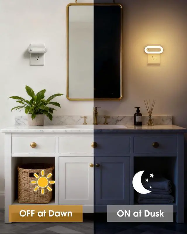 Alt view image 2 of 7 - Plug-in LED Night Light with Motion Sensor & Dusk to Dawn Sensor, Dimmable Warm White Nightlight 30-100LM Adjustable Sleep Night Lights Plug Into Wall for Bedroom, Bathroom, Stairs, Hallway, 2 Pack