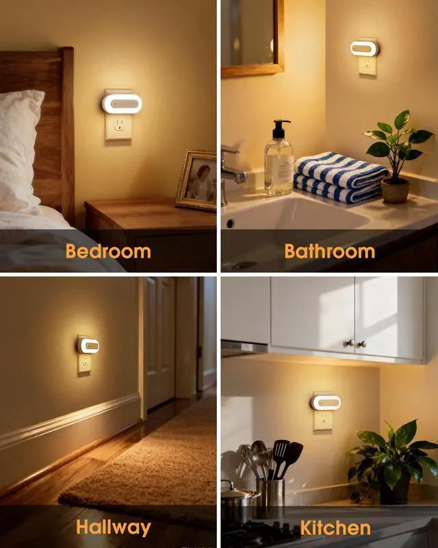 Alt view image 7 of 7 - Plug-in LED Night Light with Motion Sensor & Dusk to Dawn Sensor, Dimmable Warm White Nightlight 30-100LM Adjustable Sleep Night Lights Plug Into Wall for Bedroom, Bathroom, Stairs, Hallway, 2 Pack