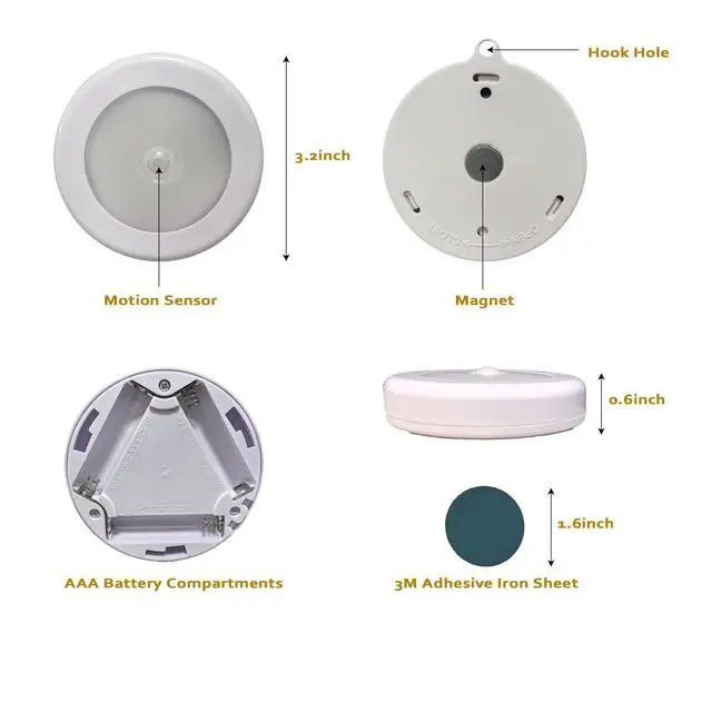 Alt view image 2 of 6 - Motion Sensor Night Light, Portable LED Light, Cordless Lamp, Battery Operated Wall Sconces for Corridor, Stairs, Wardrobe, Cabinet, Bedroom, Washroom, Backyard, Garages (White)