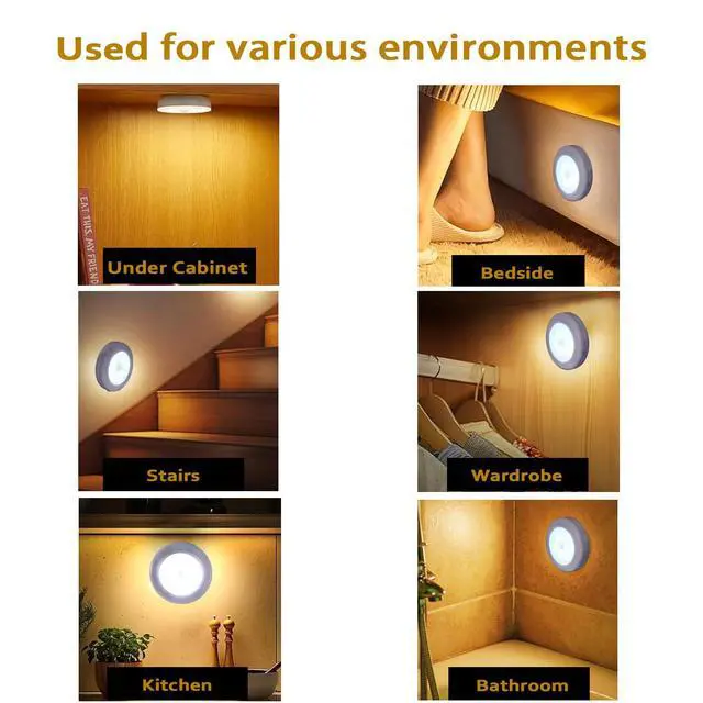 Alt view image 4 of 6 - Motion Sensor Night Light, Portable LED Light, Cordless Lamp, Battery Operated Wall Sconces for Corridor, Stairs, Wardrobe, Cabinet, Bedroom, Washroom, Backyard, Garages (White)