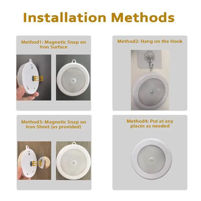 Alt view image 6 of 6 - Motion Sensor Night Light, Portable LED Light, Cordless Lamp, Battery Operated Wall Sconces for Corridor, Stairs, Wardrobe, Cabinet, Bedroom, Washroom, Backyard, Garages (White)