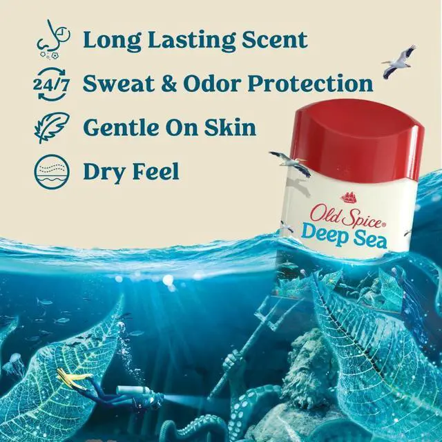 Alt view image 2 of 7 - Dry Feel Antiperspirant Deodorant for Men, 24/7 Long Lasting Freshness, 24/7 Sweat & Odor Protection, Gentle on Skin with Skin Conditioners, Deep Sea with Ocean Elements Scent, 2.6 oz