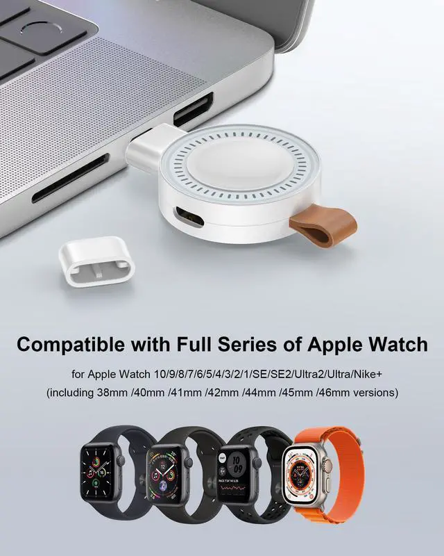 Alt view image 5 of 7 - Apple Watch Car Charger 2-in-1 USB-A & USB-C Magnetic iWatch Fast Charger