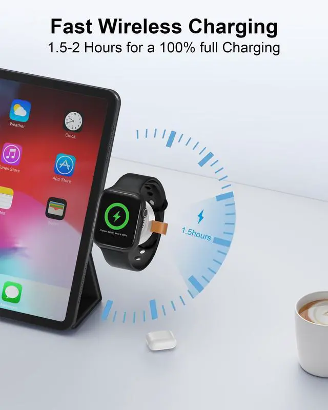 Alt view image 2 of 7 - Apple Watch Car Charger 2-in-1 USB-A & USB-C Magnetic iWatch Fast Charger