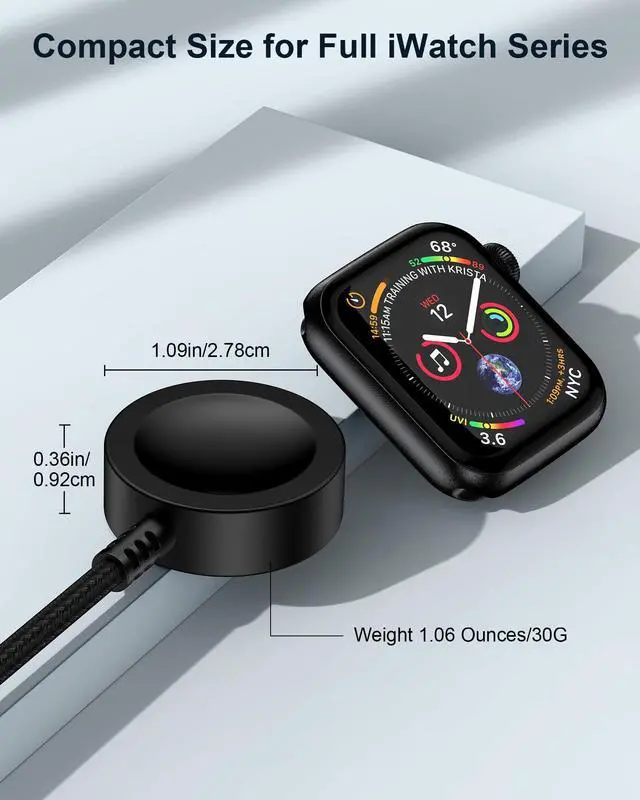 Alt view image 6 of 7 - for Apple Watch Car Charger, Portable iWatch Charger USB to Magnetic Cord