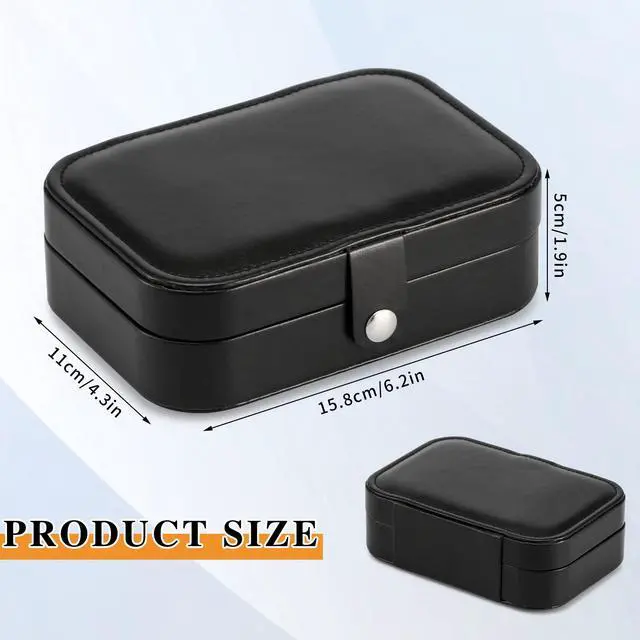 Alt view image 2 of 7 - Travel Jewelry Box, PU leather Small Jewelry Organizer For Female Girls, double layer portable mini travel case for storing earrings, rings, necklaces.(Black)