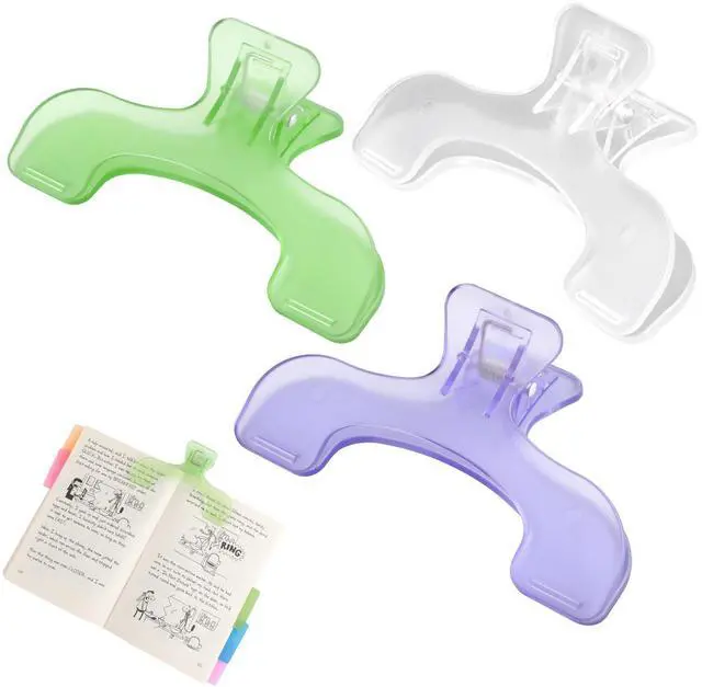 Main image of 3 Pcs Book Clips,3 Colors Strong Page Holders for Reading,Portable Book Openers,Practical Book Page Markers for Teachers,Students,Office,and Home(Color B)