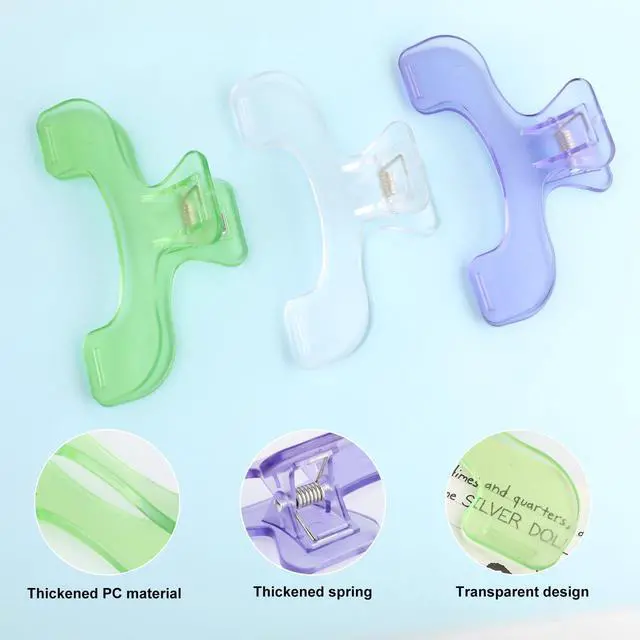 Alt view image 3 of 7 - 3 Pcs Book Clips,3 Colors Strong Page Holders for Reading,Portable Book Openers,Practical Book Page Markers for Teachers,Students,Office,and Home(Color B)