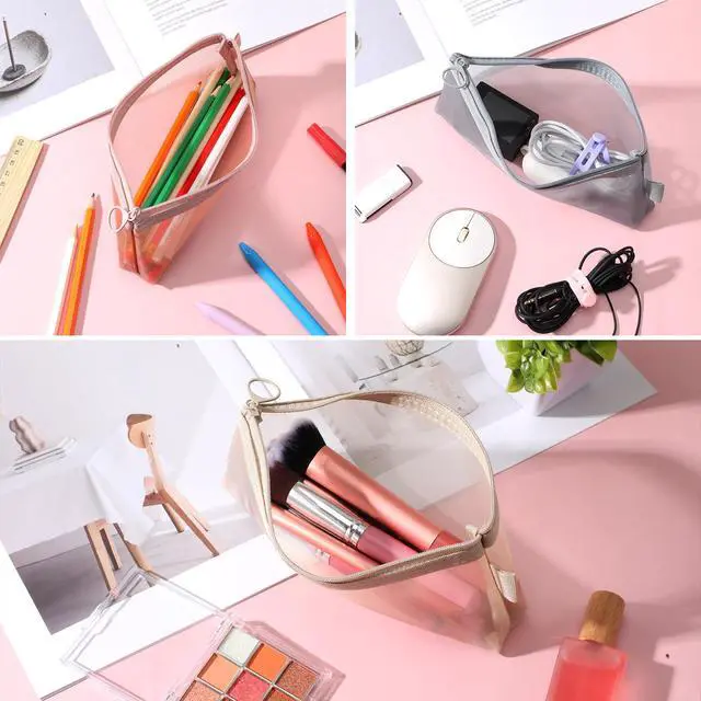 Alt view image 5 of 7 - 3 PCS Makeup Brush Pouch, Mesh Makeup Bag, Nylon Zipper Pouch, Mesh Makeups Brush Bag, Portable Clear Travel Cosmetic Bags, Small Organizer for Home Office Accessories