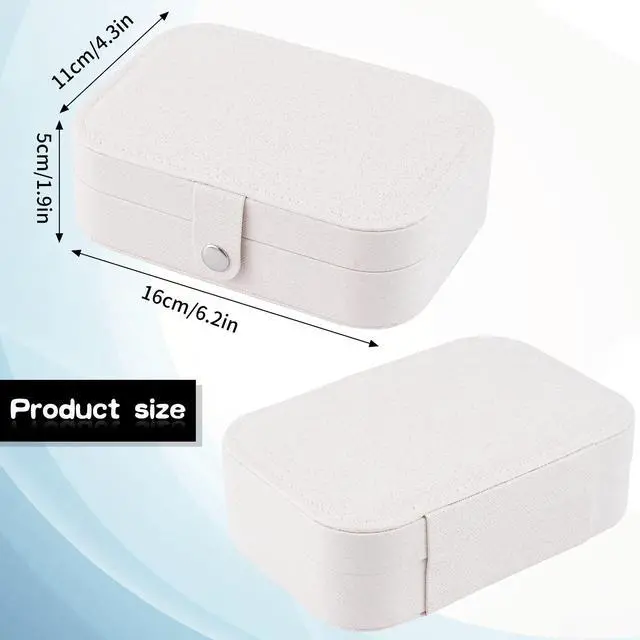 Alt view image 4 of 7 - Travel Jewelry Box, PU Leather Small Jewelry Organizer for Women Girls, Double Layer Portable Mini Travel Case Display Storage Holder Boxes for Stud Earrings, Rings,Necklaces,Bracelets (white).