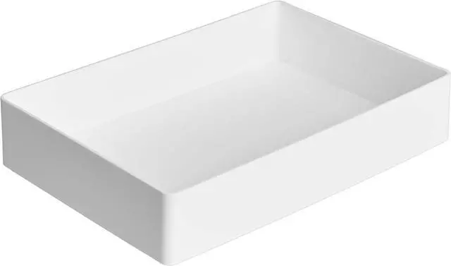 Main image of Rectangular Plastic Desk Organizer with Storage Trays, Accessory Tray, Drawer Organizer, 9.4 x 6.7 x 2 inch, White