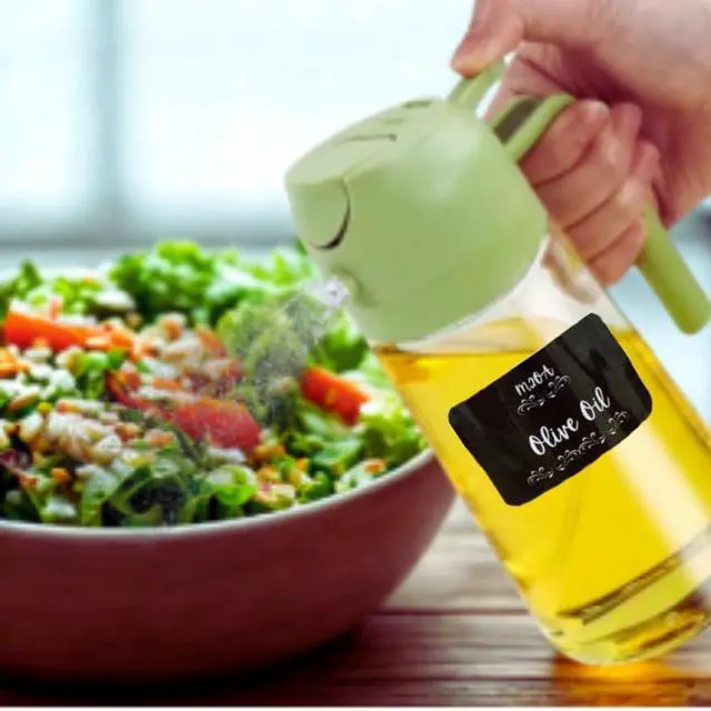 Alt view image 2 of 5 - Dual Function, Green, 16oz/470ml, Premium BPA-Free Oil Dispenser Bottle for Cooking, Salad, BBQ (Green)