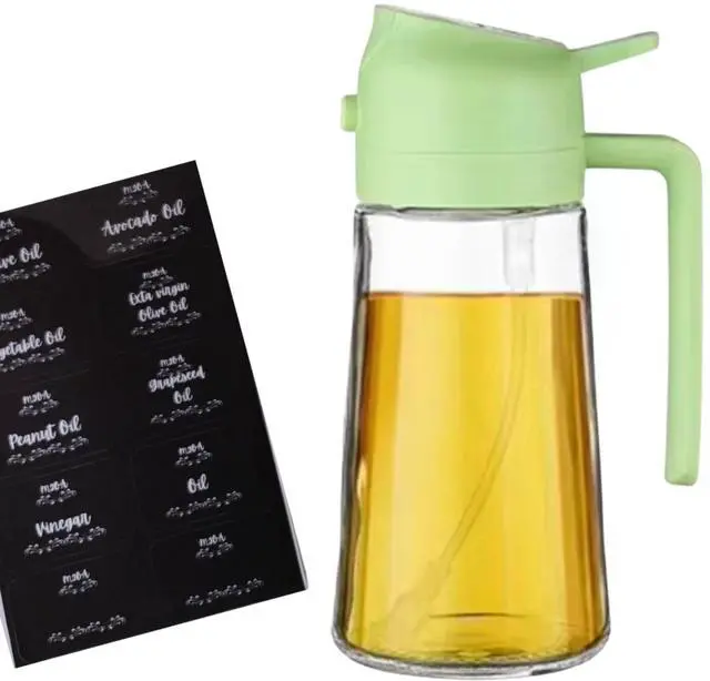 Main image of Dual Function, Green, 16oz/470ml, Premium BPA-Free Oil Dispenser Bottle for Cooking, Salad, BBQ (Green)