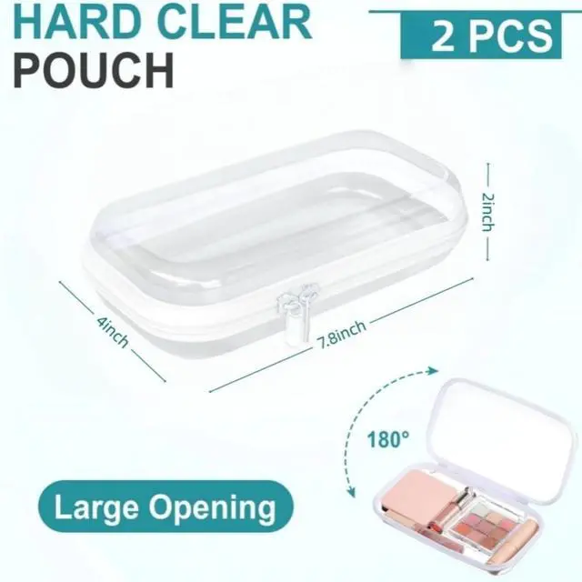 Alt view image 2 of 6 - Thickened Clear Hard Shell Zipper Case,Professional-Grade Plastic Clear Zipper Pencil Case, Toiletry Pouch, Travel Organizer, Cosmetic Bag, Toy Storage Bins (2PCS-S)