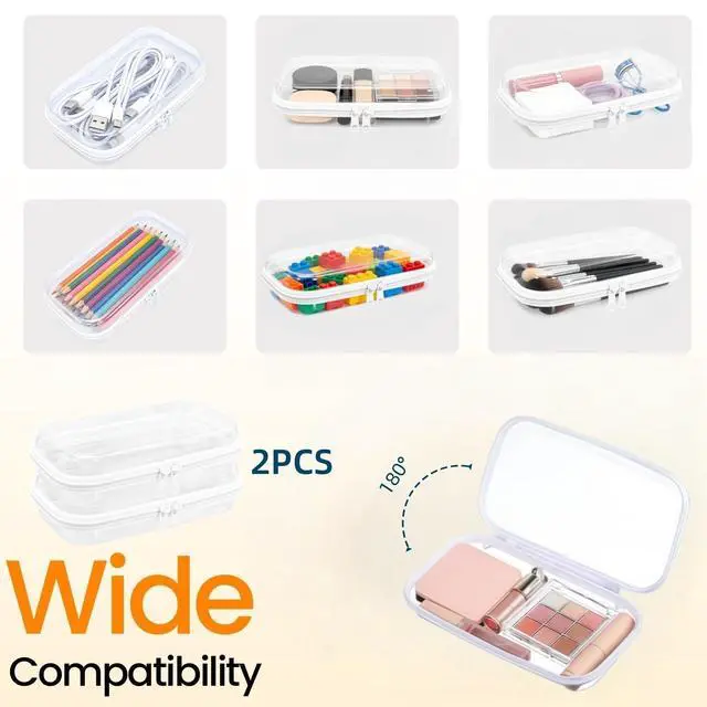 Alt view image 5 of 6 - Thickened Clear Hard Shell Zipper Case,Professional-Grade Plastic Clear Zipper Pencil Case, Toiletry Pouch, Travel Organizer, Cosmetic Bag, Toy Storage Bins (2PCS-S)