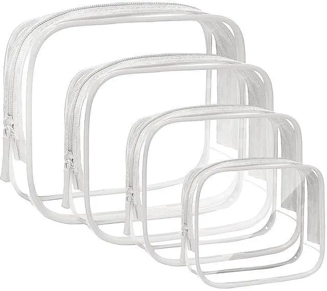 Main image of 4 Pack Clear Makeup Bags, TSA Approved Toiletry Bag Car Organizer Travel Cosmetic Case Portable Travel Essentials Bags for Toiletries Clear Summer Beach Bag Carry on Airport Airline Compliant Bag