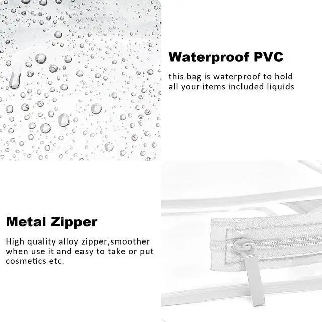 Alt view image 6 of 7 - 4 Pack Clear Makeup Bags, TSA Approved Toiletry Bag Car Organizer Travel Cosmetic Case Portable Travel Essentials Bags for Toiletries Clear Summer Beach Bag Carry on Airport Airline Compliant Bag