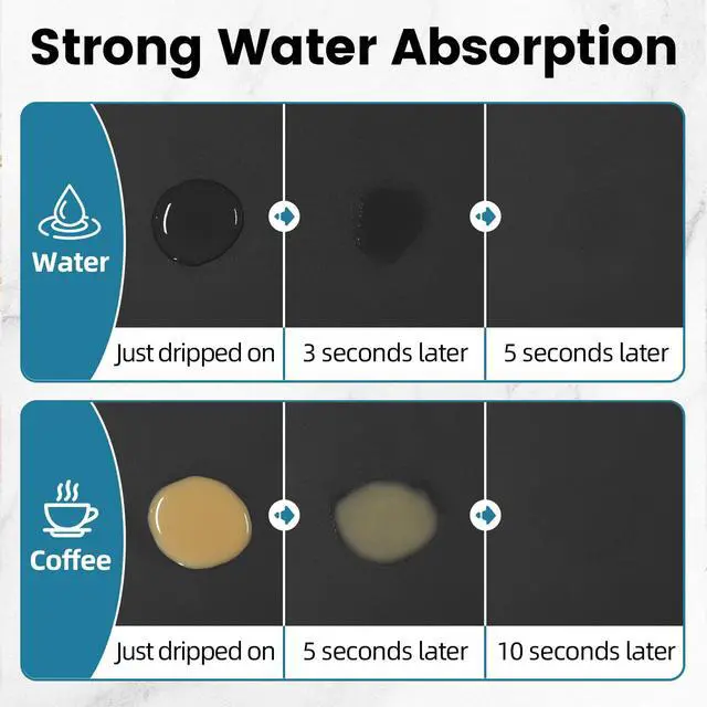 Alt view image 4 of 7 - 17"x12" Coffee Mat Small, Coffee Bar Accessories for Countertop, Absorbent Dish Drying Mat, Anti-Slip and Hide Stain Pad for Espresso Machine, Espresso Maker and Kitchen Counter, Black