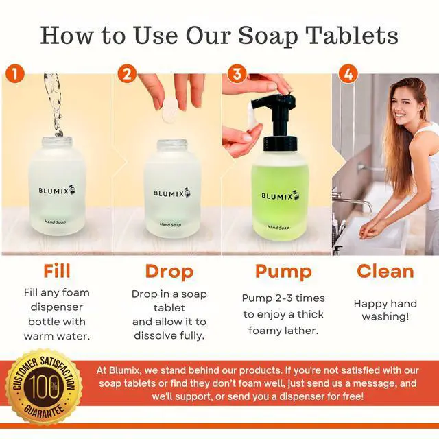 Alt view image 3 of 5 - Foaming Hand Soap Tablets Refill 6 Pack | Makes 6 x 9 fl oz | Plant-Based, Plastic-Free, Non-Toxic, Just-Add-Water Refill Tablets | Works with Any Foaming Dispenser (Vanilla Scent)
