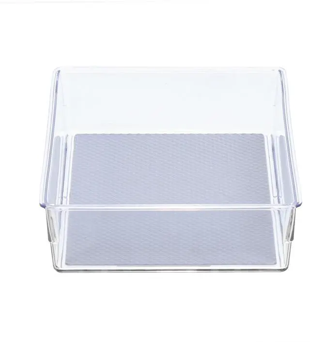 Alt view image 4 of 5 - Drawer Organizer Bin, 9x6 - Heavy Duty Clear Plastic Storage Tray for Junk Drawers, Kitchen Utensils, Bathroom Vanity, and Organizing Pantry - BPA Free, Food Safe, Non Slip