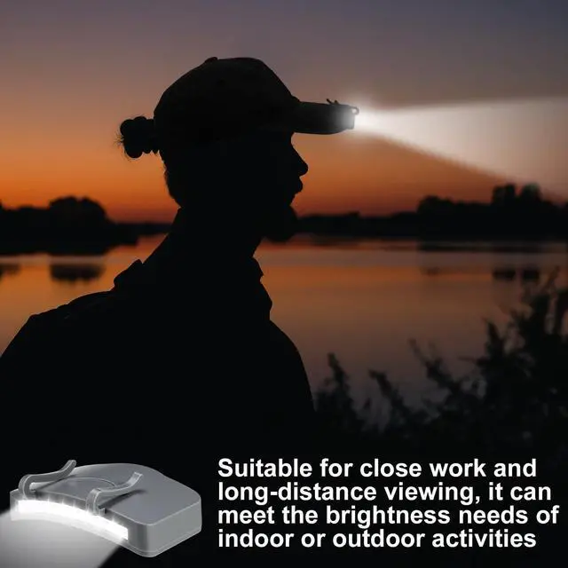 Alt view image 7 of 7 - 2 Pcs Hat Light Clip 11 LED Hat Lights Clip on Headlamp Battery Powered Brim Lamp Gray Waterproof Ultra Bright Headgear Flashlight for Hunting Camping Fishing Hiking