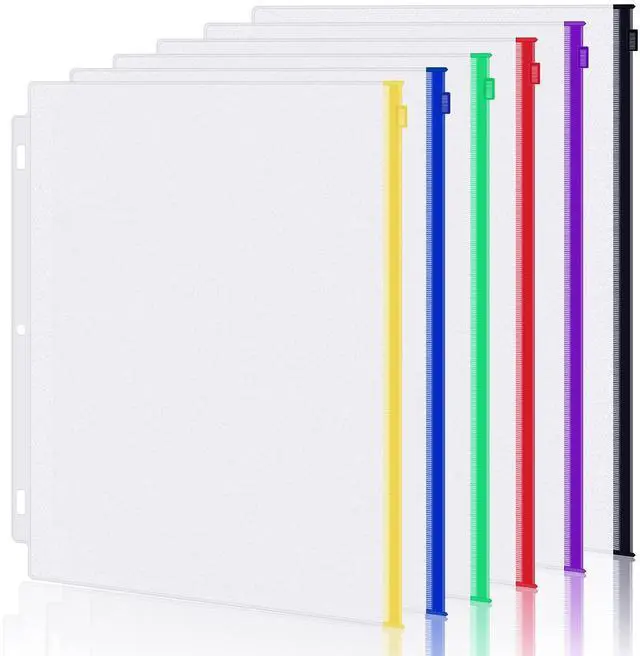 Main image of 6 Pack Letter Size Binder Pockets for 3 Ring Binder, Multicolor Zipper Binder Pouches Loose Leaf Bags Document Folders, Waterproof PVC Binder Pockets Filing Bags for Business Office Supplies