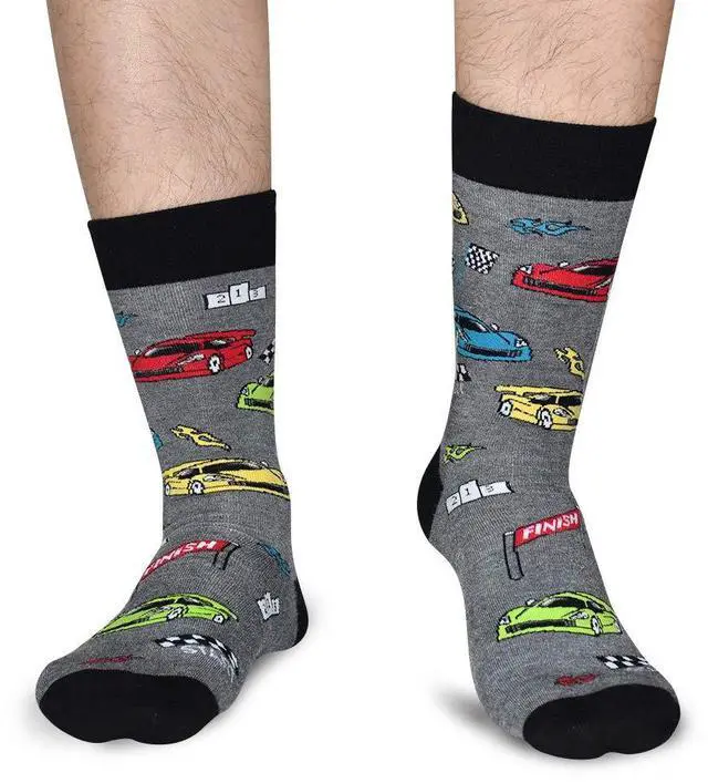 Alt view image 2 of 6 - Men Funny Race Car Crew Socks, Nascar f1 Racing Gift for Car Lover Dad Teen Boys
