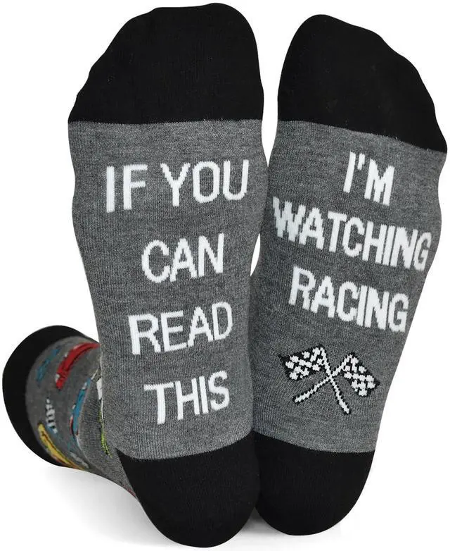Main image of Men Funny Race Car Crew Socks, Nascar f1 Racing Gift for Car Lover Dad Teen Boys