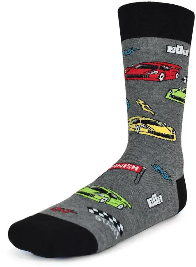 Alt view image 6 of 6 - Men Funny Race Car Crew Socks, Nascar f1 Racing Gift for Car Lover Dad Teen Boys