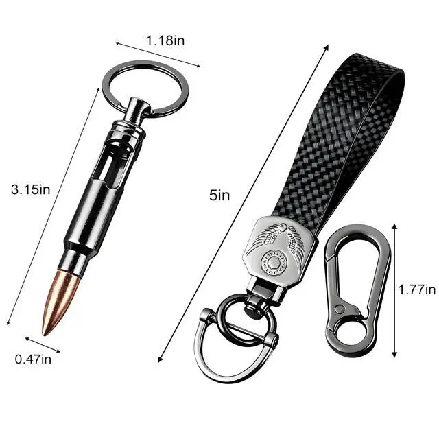 Alt view image 3 of 7 - Car Keychain, Heavy Duty Key Chain with Bullet-Shaped Bottle Opener, Carabiner Keychain with 360 Degree Rotatable Snap Swivel and Anti-Lost D-Ring for Men and Women(Black)